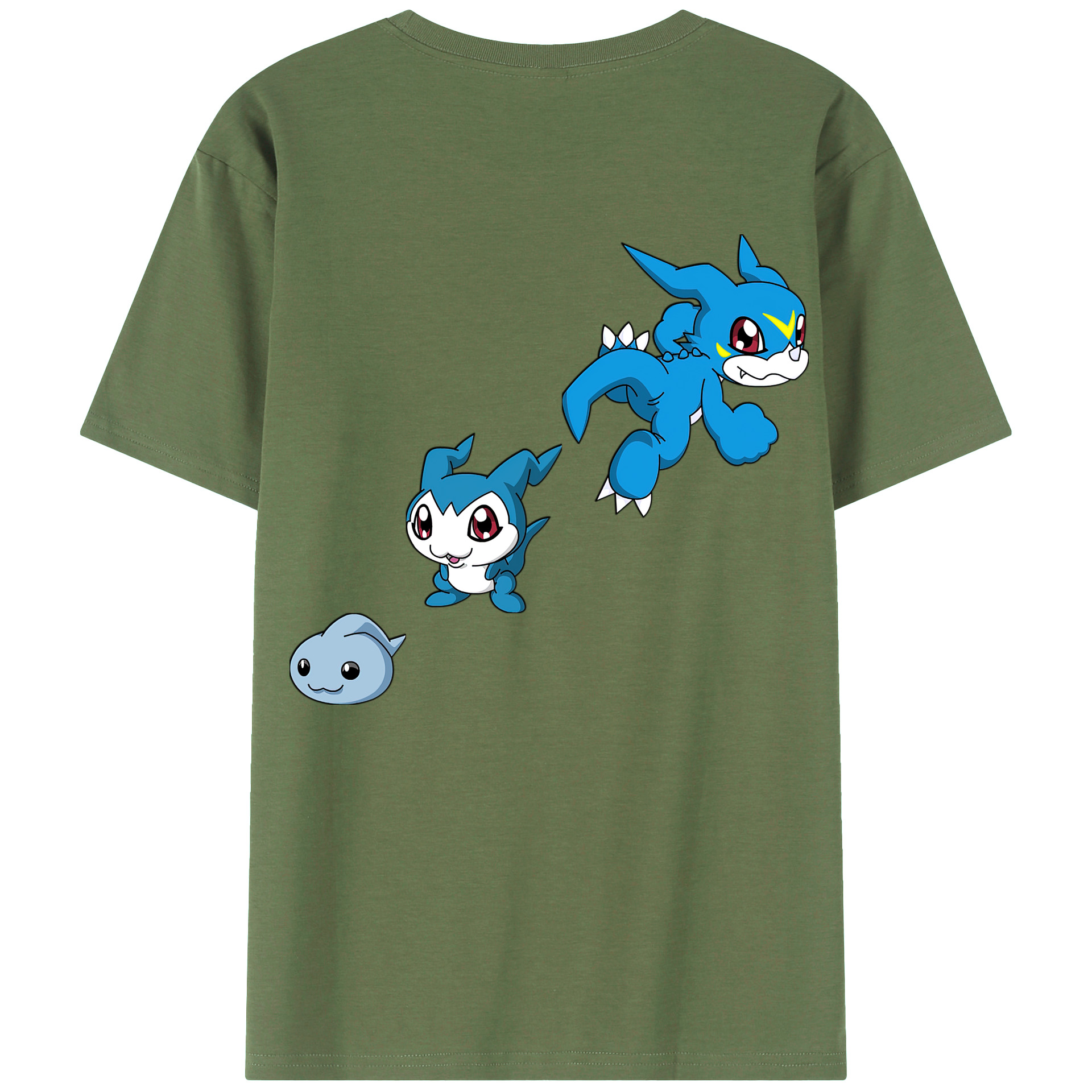 （画像用） Digimon デジタルモンスター/デジモン 綿100％ メンズ半袖Tシャツ（バックプリント） 通気性